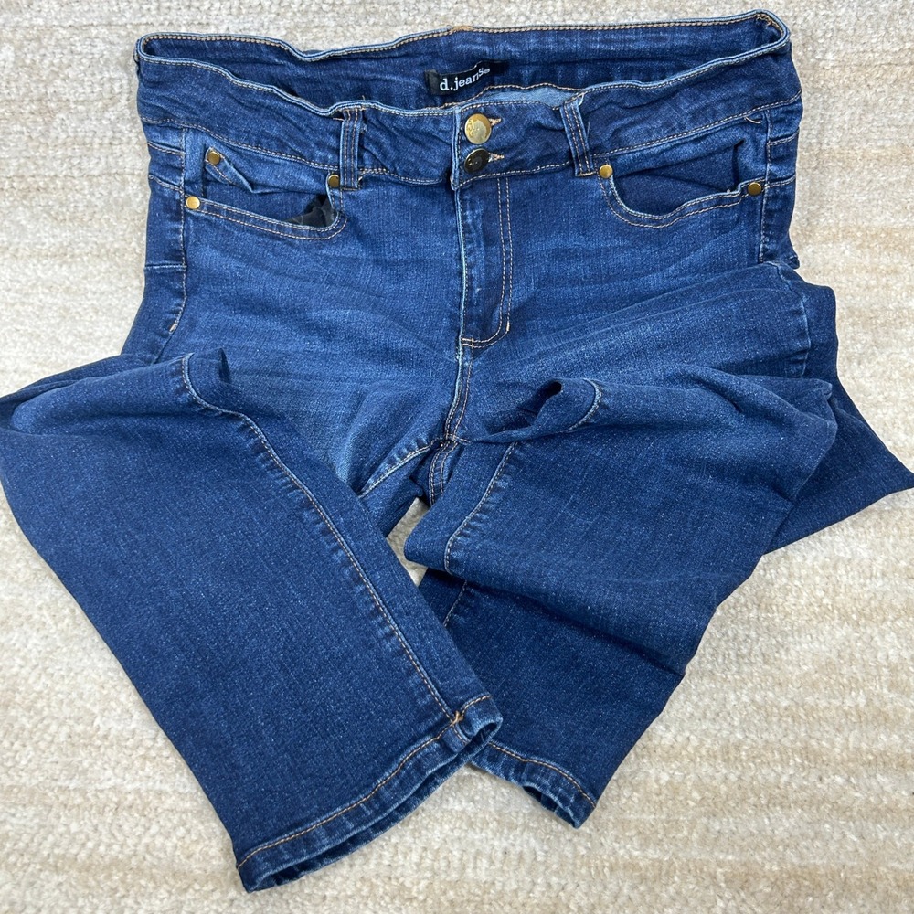 d.jeans Womens Classic Skinny High Rise Stretch Denim Jeans Dark Wash 14W Blue